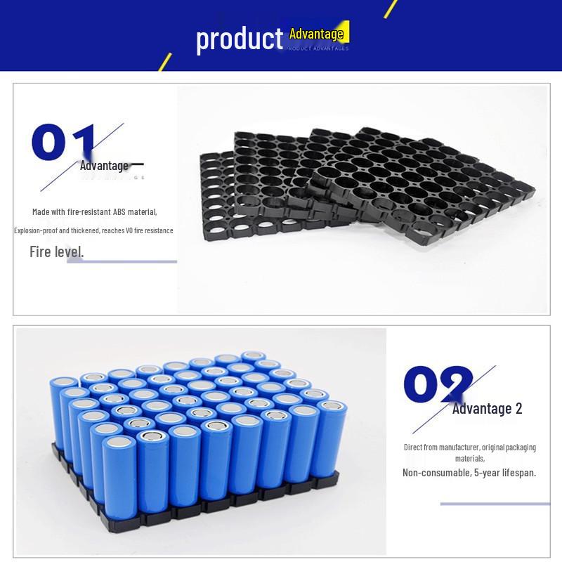 18650 Lithium Battery Pack Bracket for 1-6 Cells, 18.4mm Holes