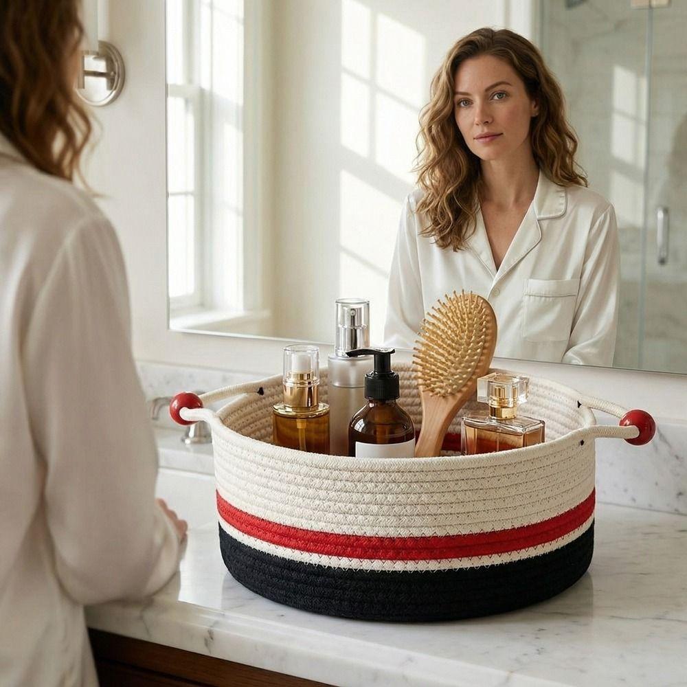 Large Capacity Cotton Rope Storage Box Handmade Desktop Organizer  Living Room