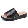 ~~ Leather mother slippers outer wear summer middle-aged and old go out cool slippers middle-aged flat bottom non-slip elderly