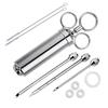 Meat Injector Syringe Kit Grill Turkey BBQ Seasoning Sauce Flavor Needle Cooking Syringe Stainless Steel Injector Cooking Syring