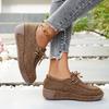 Women Plus Size Canvas Platform Loafers Winter European American Style Lace Up Casual Rocker Shoes