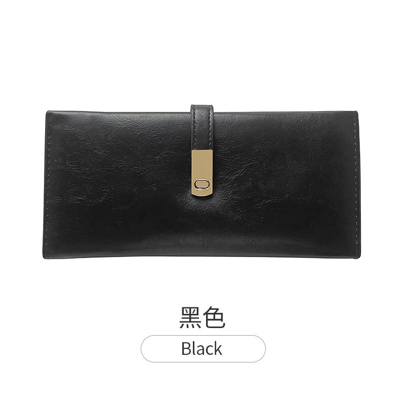 

Новый матовый кошелек женский длинный, легкий и тонкий ретро картхолдер студенческая застежка 20% скидка кошелек чёрный