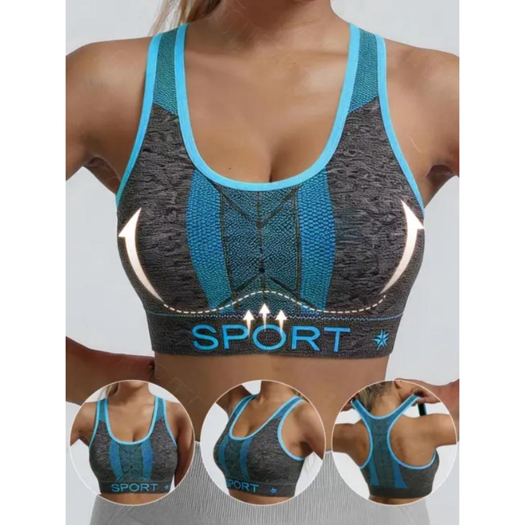 Damen Sport-BH Ohne Bügel, Uni, Kann Außen getragen werden, Mit Weicher Stütze und Enganliegender Rückenstütze, Sport, Laufen, Yoga, Fitness,