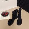 Medium tube with retro flat sandals, new round head suede cool boots, women's fashion shoes
