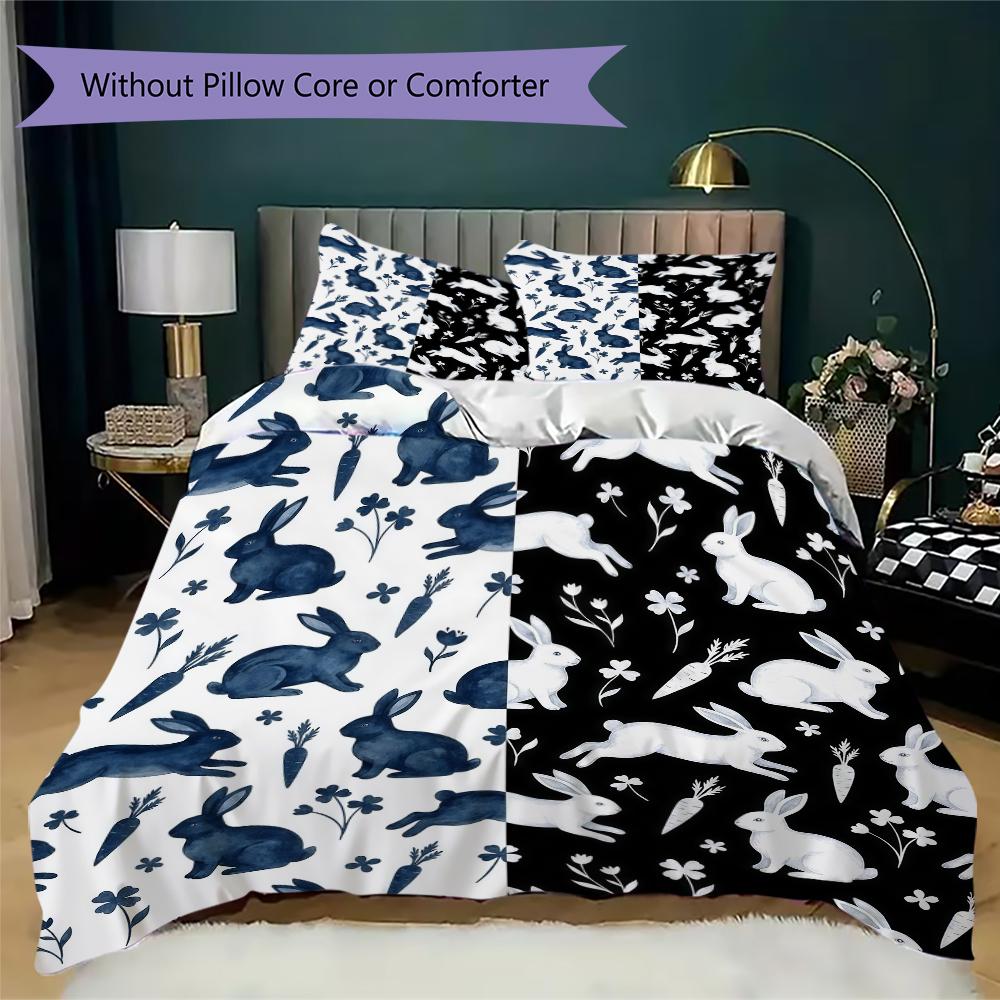 Repeat Bunny Pattern Bedding uilt Set uilt Cover Pillowcase Home Decoration Birthday Gift (1 * duvet cover + 2 * pillowcase without core)