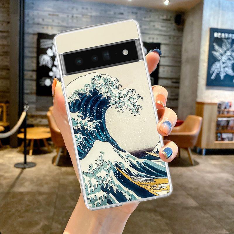

Чехол для телефона Google Pixel 9 8 7 6 9A 8A 7A 6A 5 4 5A 4A 3A Pro XL Мягкий Прозрачный ТПУ Прозрачная Крышка Модный Отличный Синий Волна Google Pixel 7a