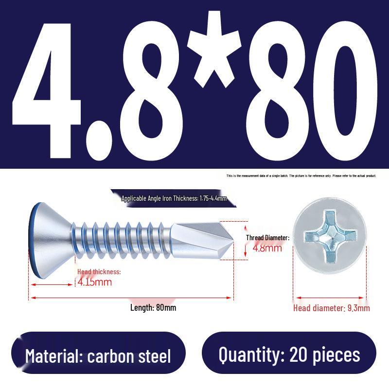 Phillips Flat Head Blue Zinc Plated Stainless Steel Self-Drilling & Self-Tapping Screws M3.9-M5.5