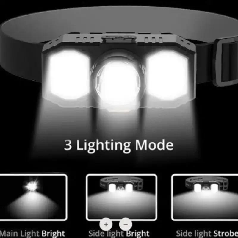 Leistungsstarke COB LED Stirnlampe USB Aufladbare Kopflampe Tragbare Wasserdichte Taschenlampe 3 Beleuchtungsmodi Kopflicht Für Outdoor Taschenlampe