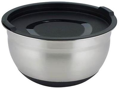 Bol Mezclador de Metal Sato con Tapa, Plateado, Grande, 4521540259384