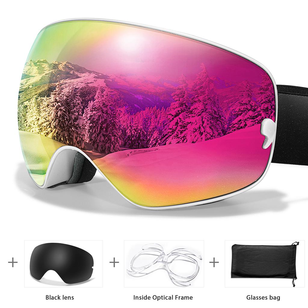 Ski Goggles Men Women Outdoor Sports Anti-fog Snowboarding Snowmobile Glasses UV400 Charngeable Lens Teen Charistmas Cycling