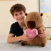 Large Love Capybara Plush with Holding Heart Cute Bow Stuffed Animal Soft Plushies Toys Romantic Sweet Gifts for Kids Girlfriend