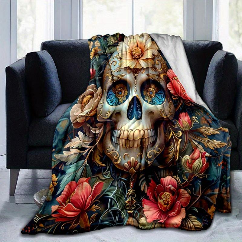 1pc Day of the Dead Design Blanket Soft & Cozy, Perfect Gift for Any Occasion,Living Room, Travel, Camping, Car Blankets