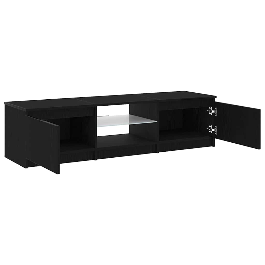 TV Cabinet In Black Oak Look 140 X 38.5 X 36 Cm