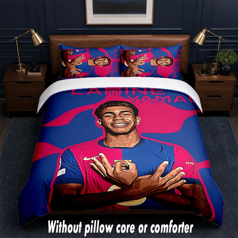 Lamine Yamal Design Bed Bedding Set 1 Duvet Cover + 2 Pillowcases Soft Breathable Household Bed Linens