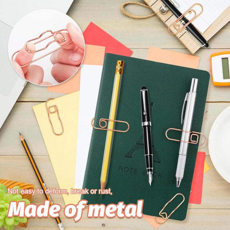 8pcs Love Shaped Paperclips Multifunctional Paper Fix Metal Pen Holder Clip Journal Document Clips Notebook Pin Accessories