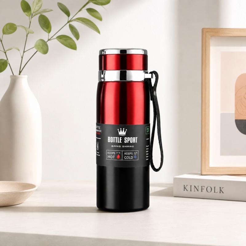Double-walled Stainless Steel Thermos Bottle Leak-proof Thermos Water Bottle Lanyard Cold Coffee Teacup Office Outdoor Sports