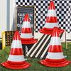 4pcs Traffic Cone Racing Aluminum Foil Balloons, Racing Theme Sports Activity Traffic Toys, Parking Lot Sign Birthday Party