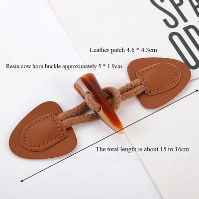 Trendy Vintage Horn Buckle Resin PU Leather Sew-On Horn Buttons Bags Decoration Fastener Sewing Crafts Button for Coats Jackets