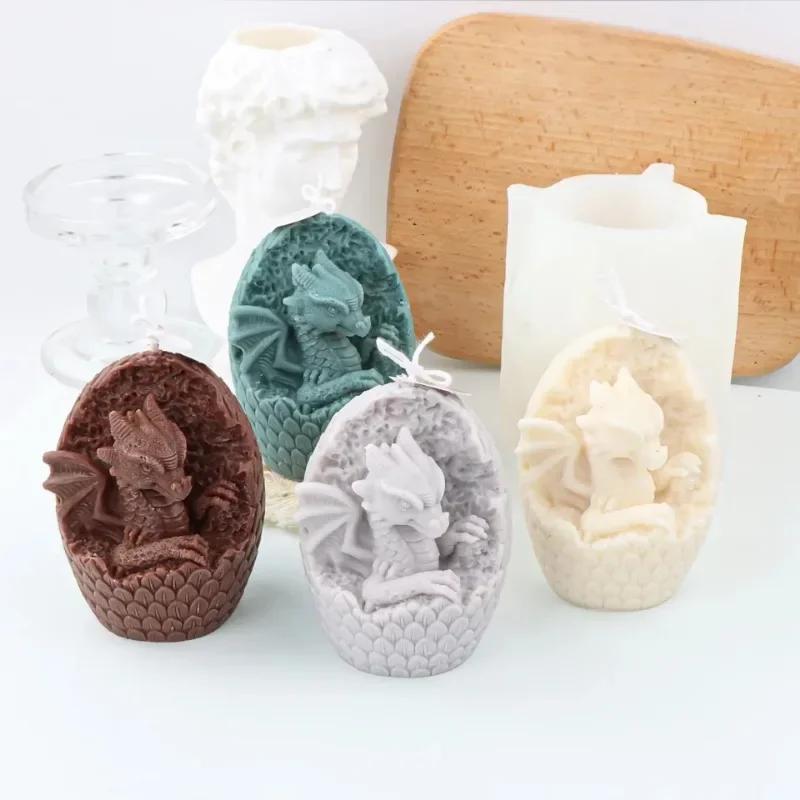 Gypsum Aromatherapy Candle Making Tools Cute Small Animal Dragon Candle Mold Silicone Desktop Decor Soy Wax Resin Soap Mould