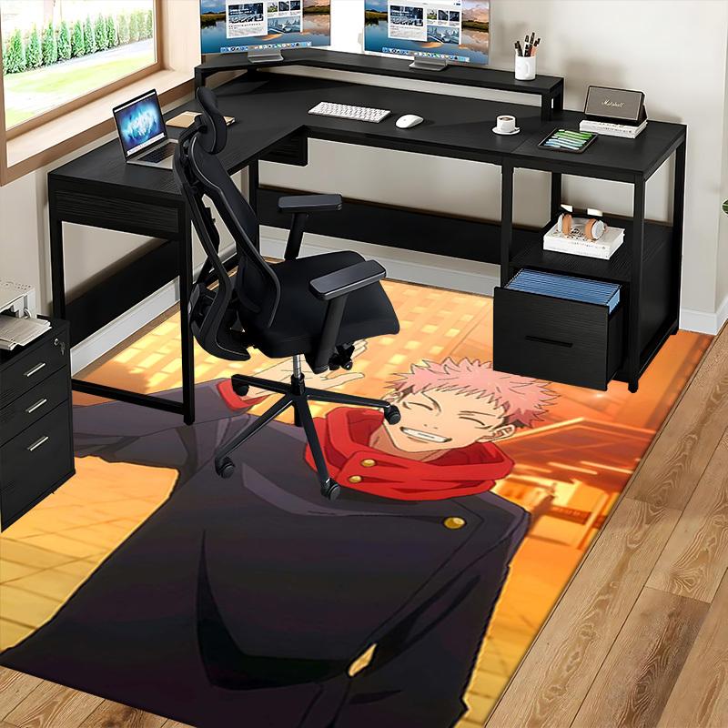 1pc Anime Cartoon Design Jujutsu Kaisen Satoru Gojo Office Chair Mat Non-Slip Carpet Suitable for Home Decor Living Room Bedroom Game Room Seasonal Gi