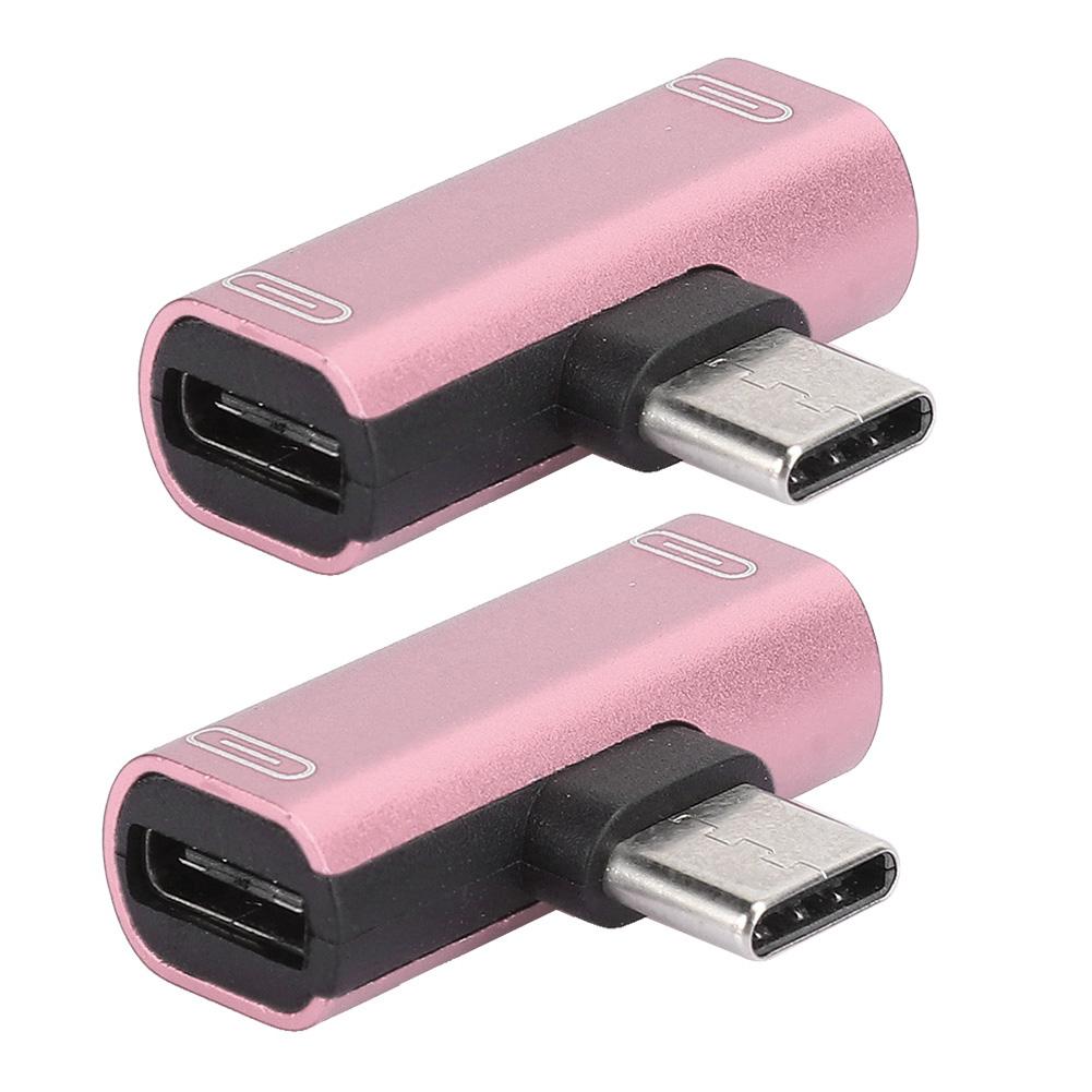2PCS TypeC Converter Splitter Dual 2 In 1 to Headphone USB o Charger Adapter Pink(Pink )