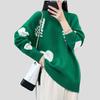 Women's Wool Sweater Thick Warm Loose Pullover Wool Sweater Casual Color Block Pullover Knit Jumper
