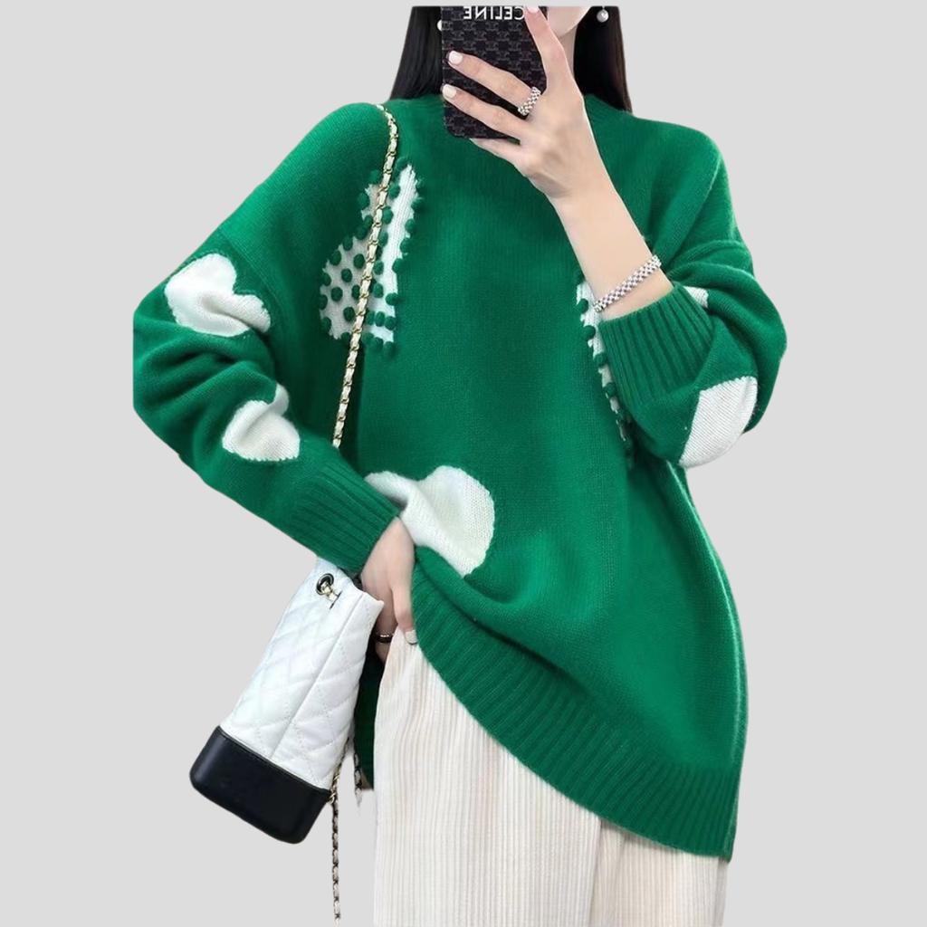 Women's Wool Sweater Thick Warm Loose Pullover Wool Sweater Casual Color Block Pullover Knit Jumper