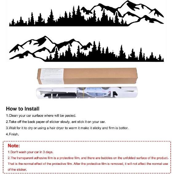 2PCS Vinyl Car Stickers Mountain Tree Forest Decor Decal Car Body Stickers and Decals Vinyl Graphic for Car SUV RV Camper Trailer