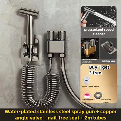 Stainless Steel Toilet Spray Gun 2 Way Splitter High Pressure Bidet Sprayer for Home Bathroom
