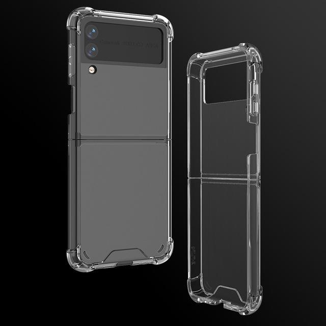 Transparent Case For Samsung Galaxy Z Flip 3 Soft Tpu +Pc Four -Corner Explosion -Proof Protective Cover For Galaxy Z Flip Case
