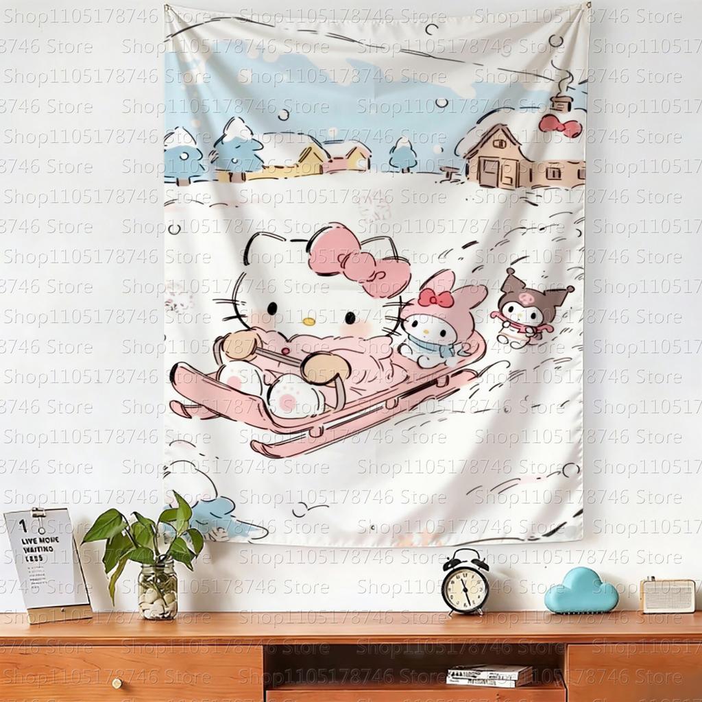 Cute Girl Pink Japanesestyle Girl Tapestry Wall Hanging for Indoor Decoration Lolita Girl Style Pink Doublesided Best Friend