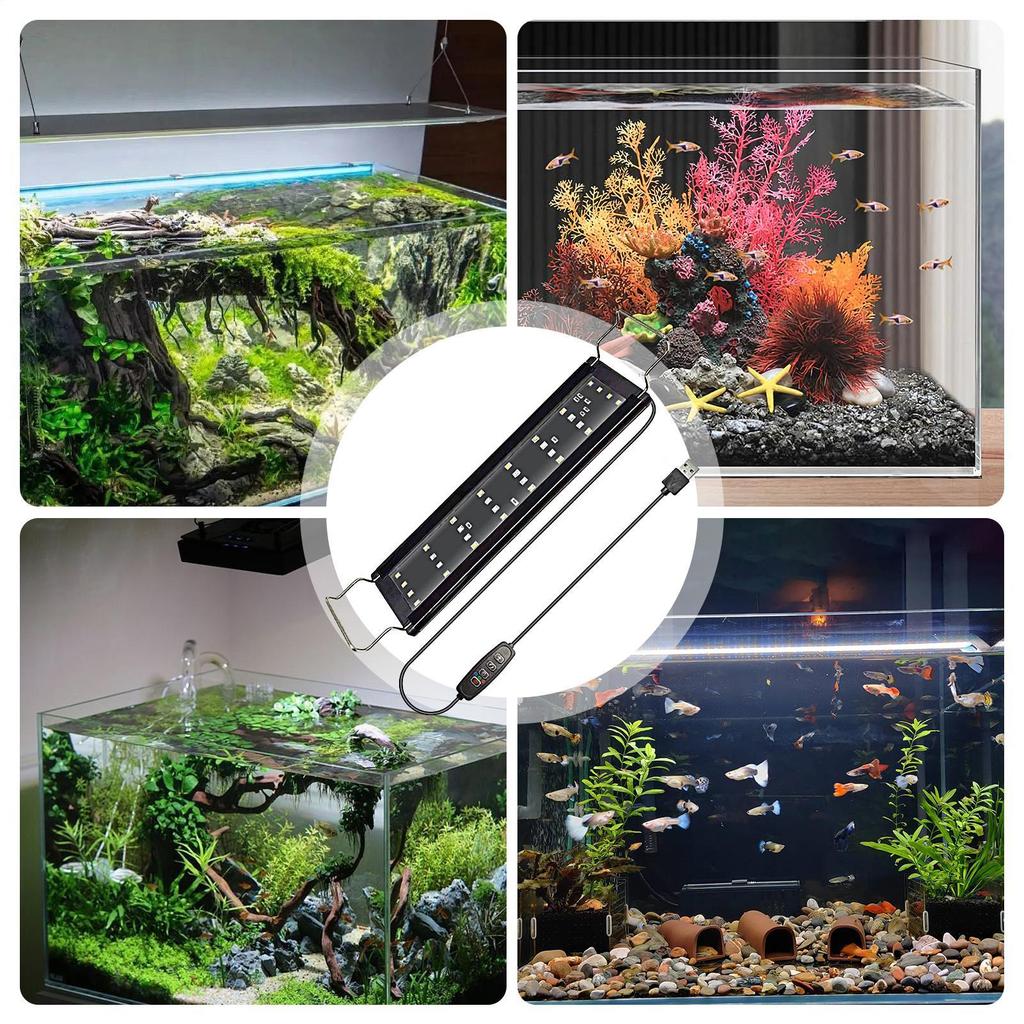 LED-Licht für Aquarium Vollspektrum-Aquariumbeleuchtung Fischbeckbeleuchtung Mit Einstellbarer 10-stufiger Helligkeit für Wohnzimmer