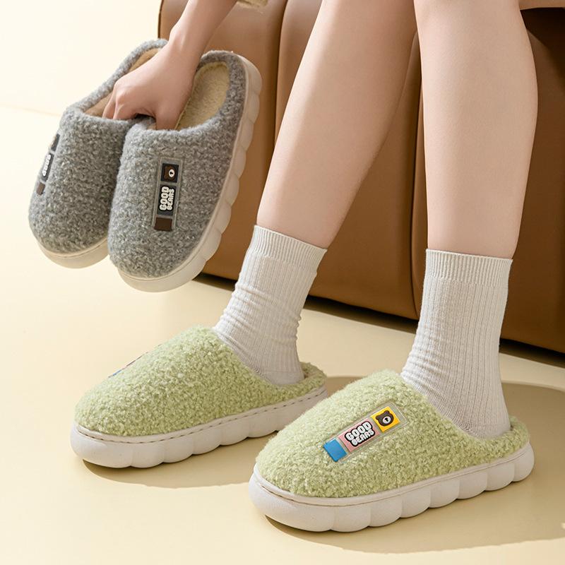 2025 New Cotton Slippers Couple Autumn and Winter Non-slip Home Indoor Thick Bottom Warm Plush Cotton Drag Men