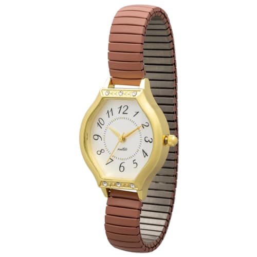 Fieldwork Women's Analog Watch with Stainless Steel Band and Orange Ankh Design (YM093-2)