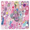 50 Retro Mobile Phone Graffiti Stickers Personalized Cartoon Pink Y2K Decorative Suitcase Mobile Phone Case Stickers