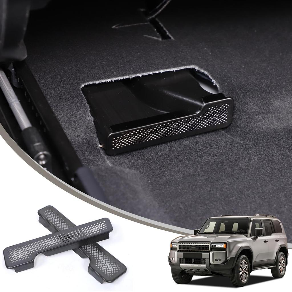METYOUCAR Set of Air Outlet Dust Covers for Toyota Land Cruiser 250 Stainless Adhesive Easy Interior Custom Accessories 2-Piece Under-Seat (Black) -