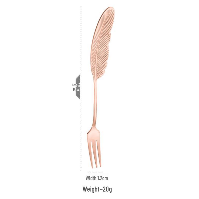 Colorful 304 Stainless Steel Feather Spoon & Fork Set for Desserts and Coffee