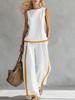 2026 Mouwloze Kleurblok Wijde Pijpen Jumpsuit: Dames Zomer Casual Mode Tweedelig Set, Europese & Amerikaanse Stijl