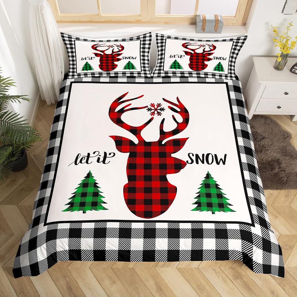 Schneeflocke Frohe Weihnachten Dreiteilige Bettbezug-Garnitur 3D Digitaldruck Bettwäsche-Set