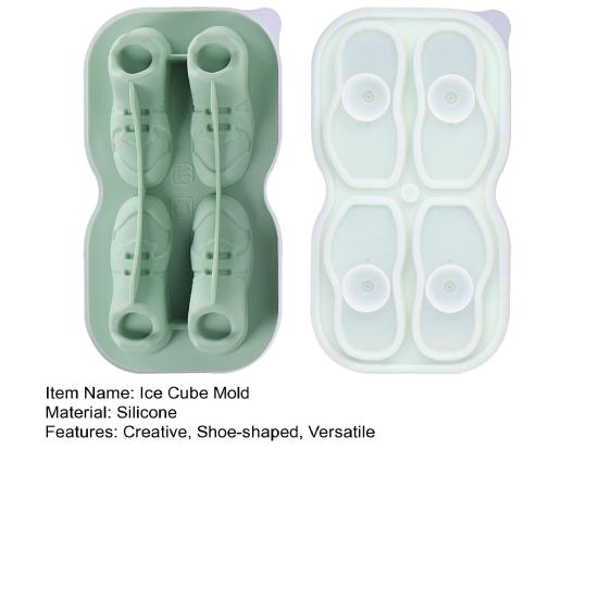 Eiswürfelform Lebensmittelqualität Silikonform mit Deckel 4 Fächer Einfaches Lösen Schuhform Kreativer Eiswürfelbereiter für Zuhause Bar