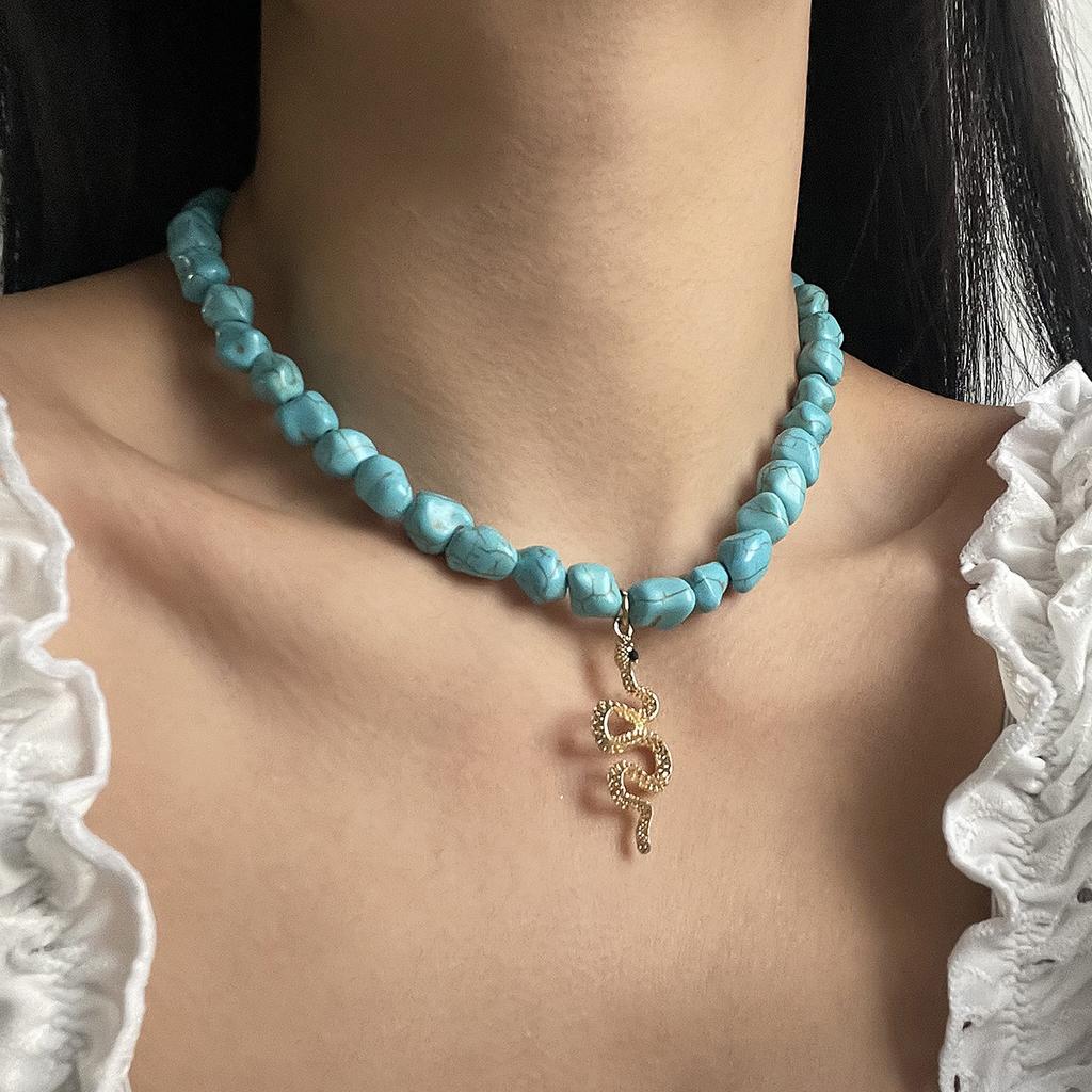 Bohemian Style Evil Eye Turquoise Necklace Irregular Beaded Choker Western Fashion Jewelry For Women Trendy Accessory
