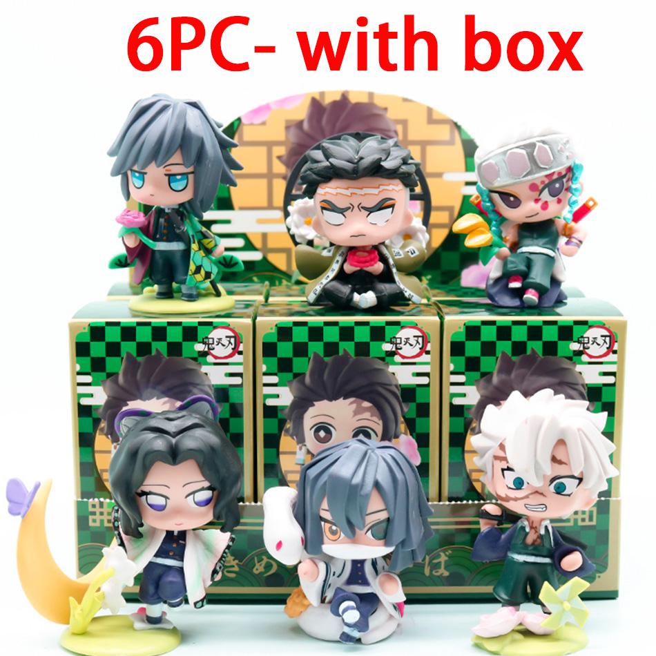 Anime Demon Slayer Tanjiro Kamado And Nezuko Blind Box PVC Figure Creative Cartoon Model Statue Christmas Birthday Surprise Gift
