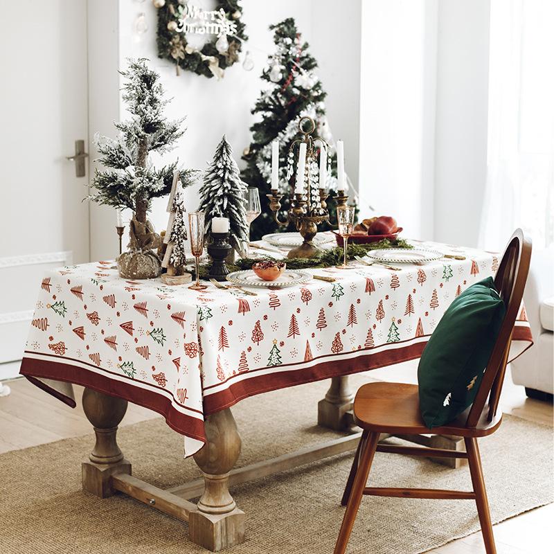 Novoroční dárek Vánoční série Vodotěsný Běžný ubrus na stůl Zesílený Obdélníkový Ubrus na jídelní stůl Ubrus na konferenční stolek
