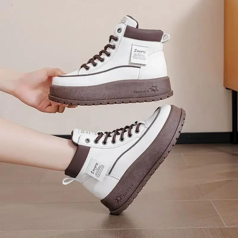 With Laces Lace-up Elegant Medium Heels Ladies Shoes Chunky Platform Anti Slip Y2k on Offer Comfortable 39 Pu Women's Snow Boots