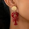 Women's Earrings, Creative and Exaggerated Red Lobster Shell Earrings, Suitable for Parties, Vacations, or As a Gift