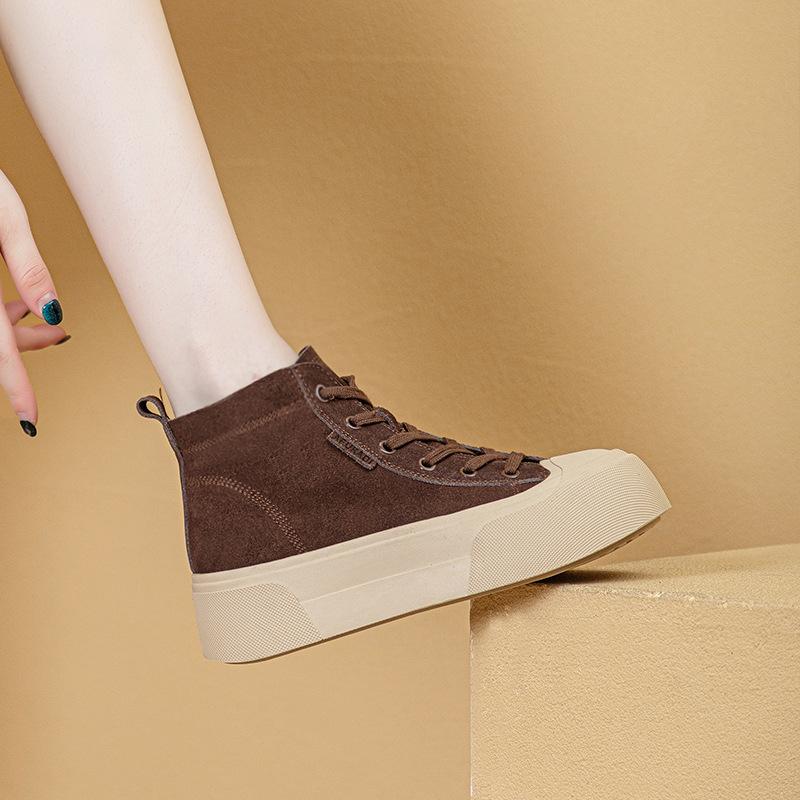 

High-top thick baseplate shoes women s autumn 2025 new fashionable versatile comfortable lace-up small soft-soled casual shoes 34