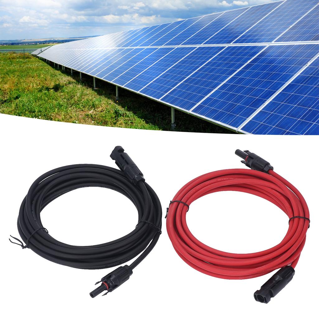 2 Stück 12AWG 4mm² Solarmodul Verlängerungskabel Schwarz Rot Solaradapter Verlängerungskabel mit Buchse Stecker 1000V
