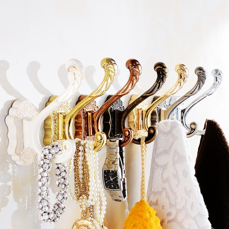 Robe Hooks Metal Towel Hanger Hooks For Clothes Coat Hat Bag Hooks Wall Mount Bathroom Accessories Door Towel Hook Holder 8002