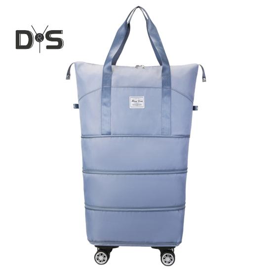 

Большая вместительная расширяемая дорожная сумка с застежкой-молнией, водонепроницаемая, устойчивая к разрывам сумка для багажа с вращающимися колесами, дорожная сумка, чемодан синий