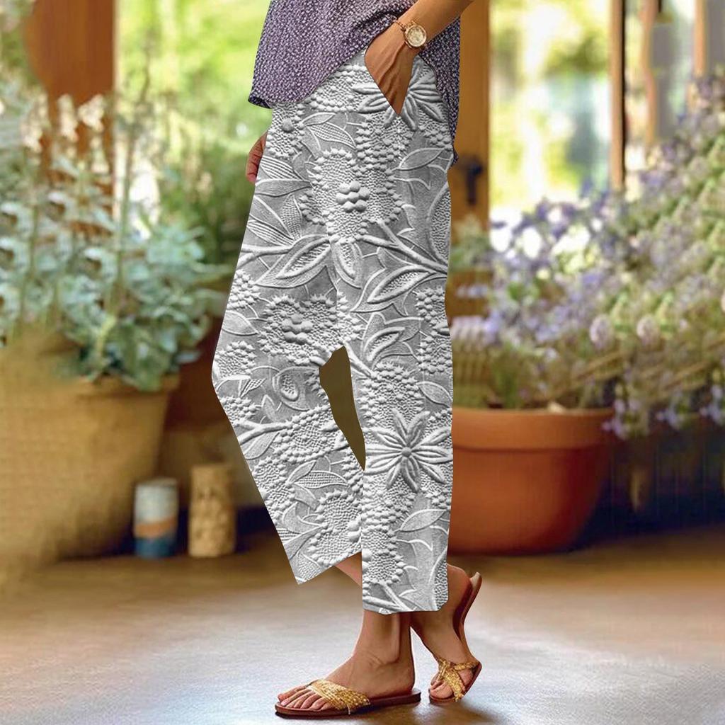 Damen Modische Freizeithose mit strukturierter Musterung und Taschen, mit elastischem Bund.